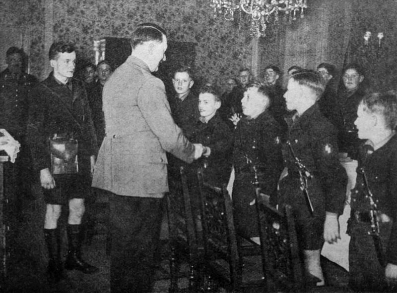 Adolf Hitler receives a group of Hitler Jugend  from Magdeburg in Berlin's chancellery